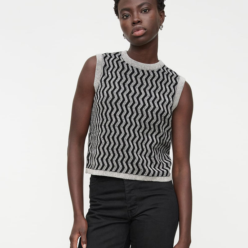 Zig Zag Singlet - Shadow Marle