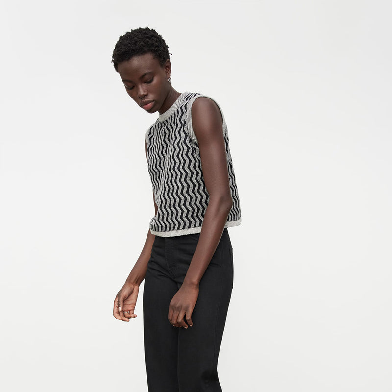 Zig Zag Singlet - Shadow Marle