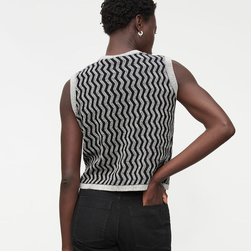Zig Zag Singlet - Shadow Marle