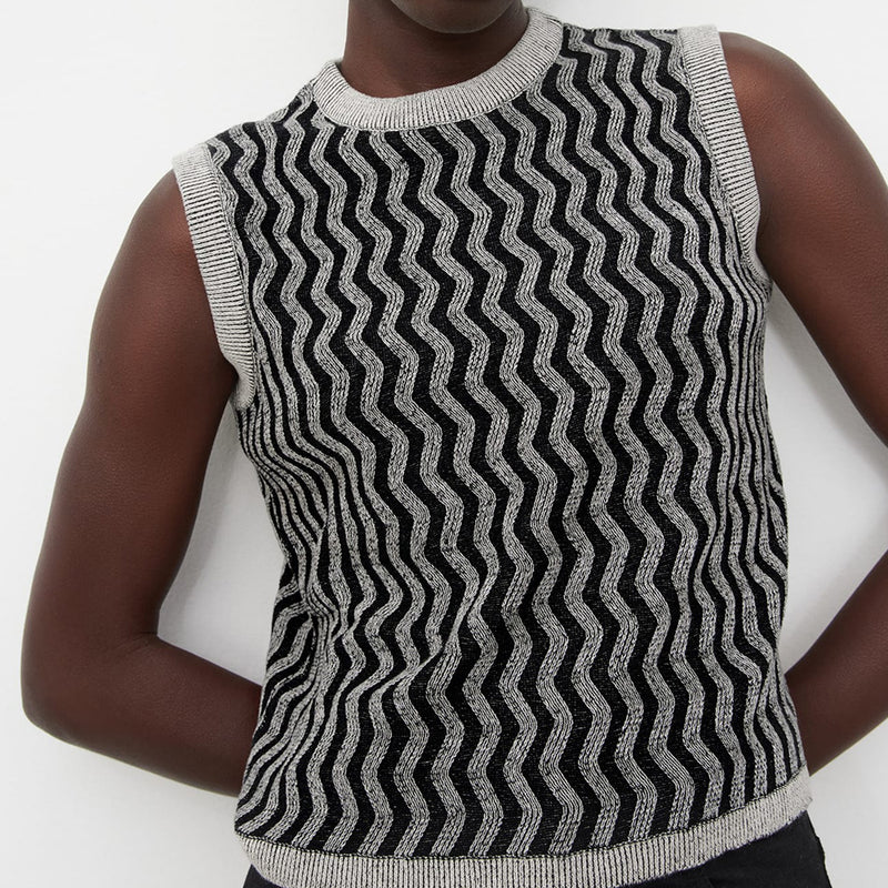 Zig Zag Singlet - Shadow Marle
