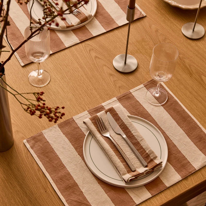 Riviera Placemats (set of 4) - Terracotta Stripe