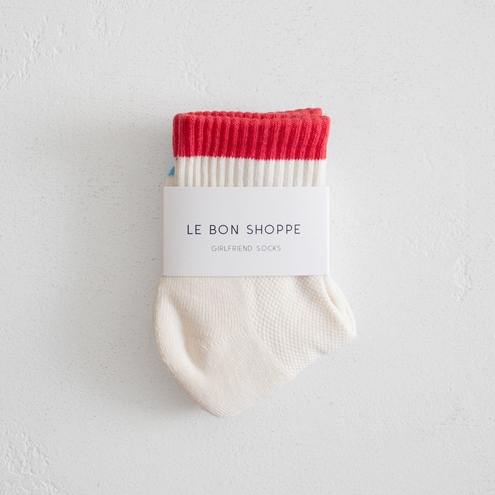 Colour Block Girlfriend Socks - Blue Red