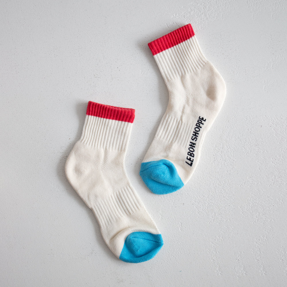 Colour Block Girlfriend Socks - Blue Red