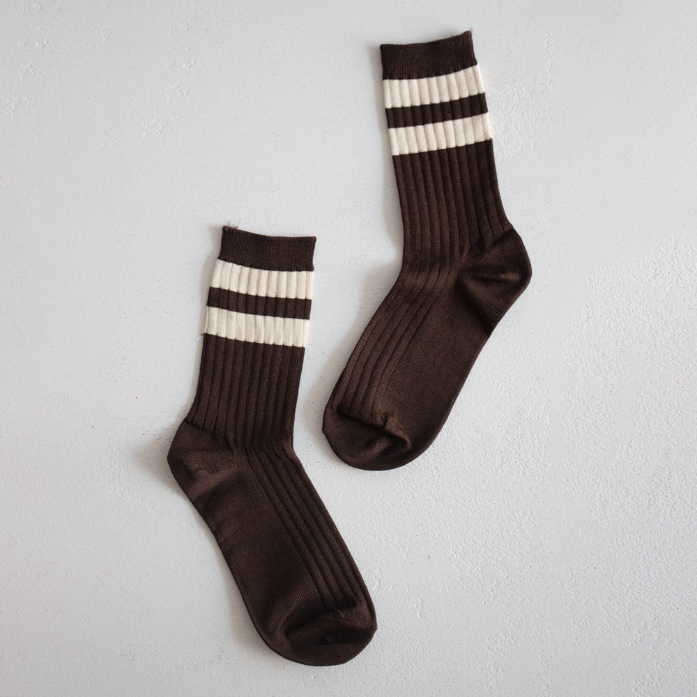 Her Varsity Socks - Espresso