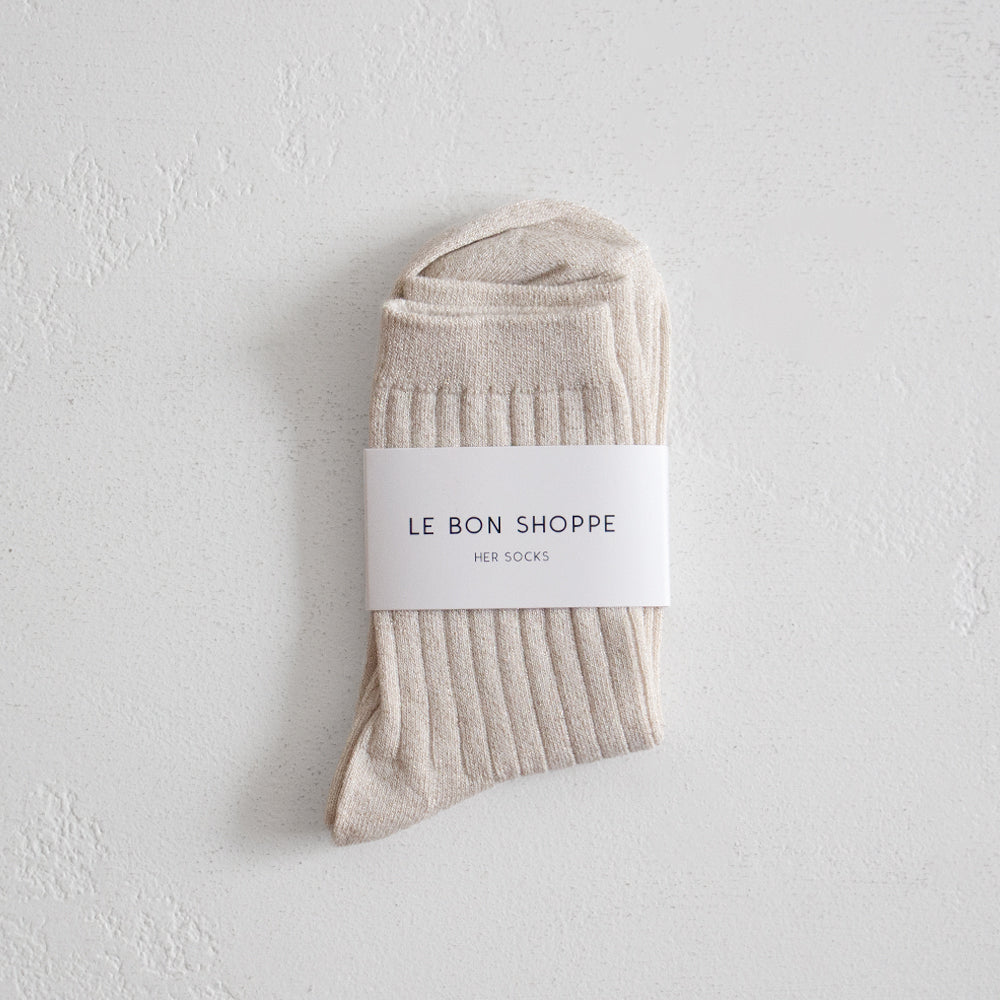 Her Socks  - Ivory Gold Glitter