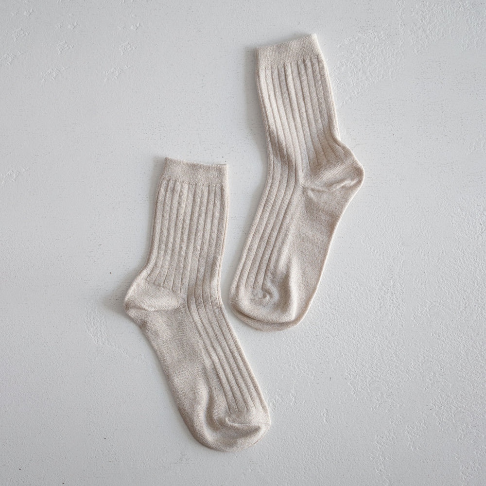 Her Socks  - Ivory Gold Glitter