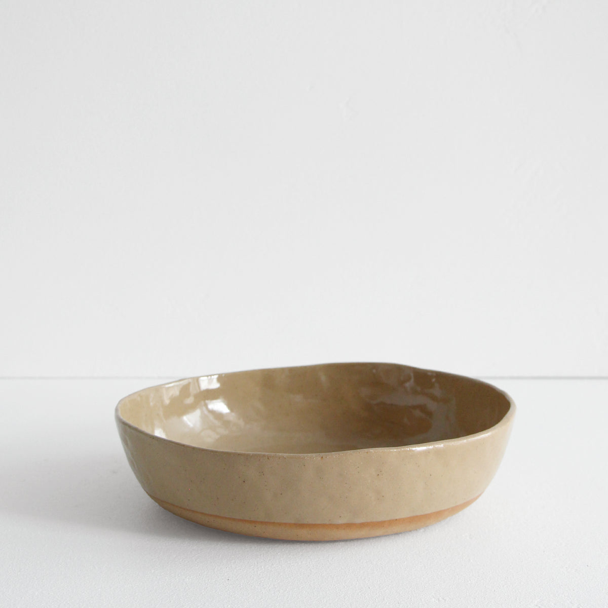 Wide Serving Bowl - Speckled Tan