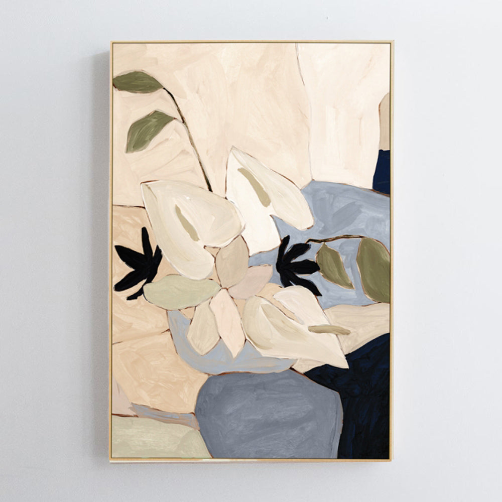 Lily Mosaic Blue Canvas