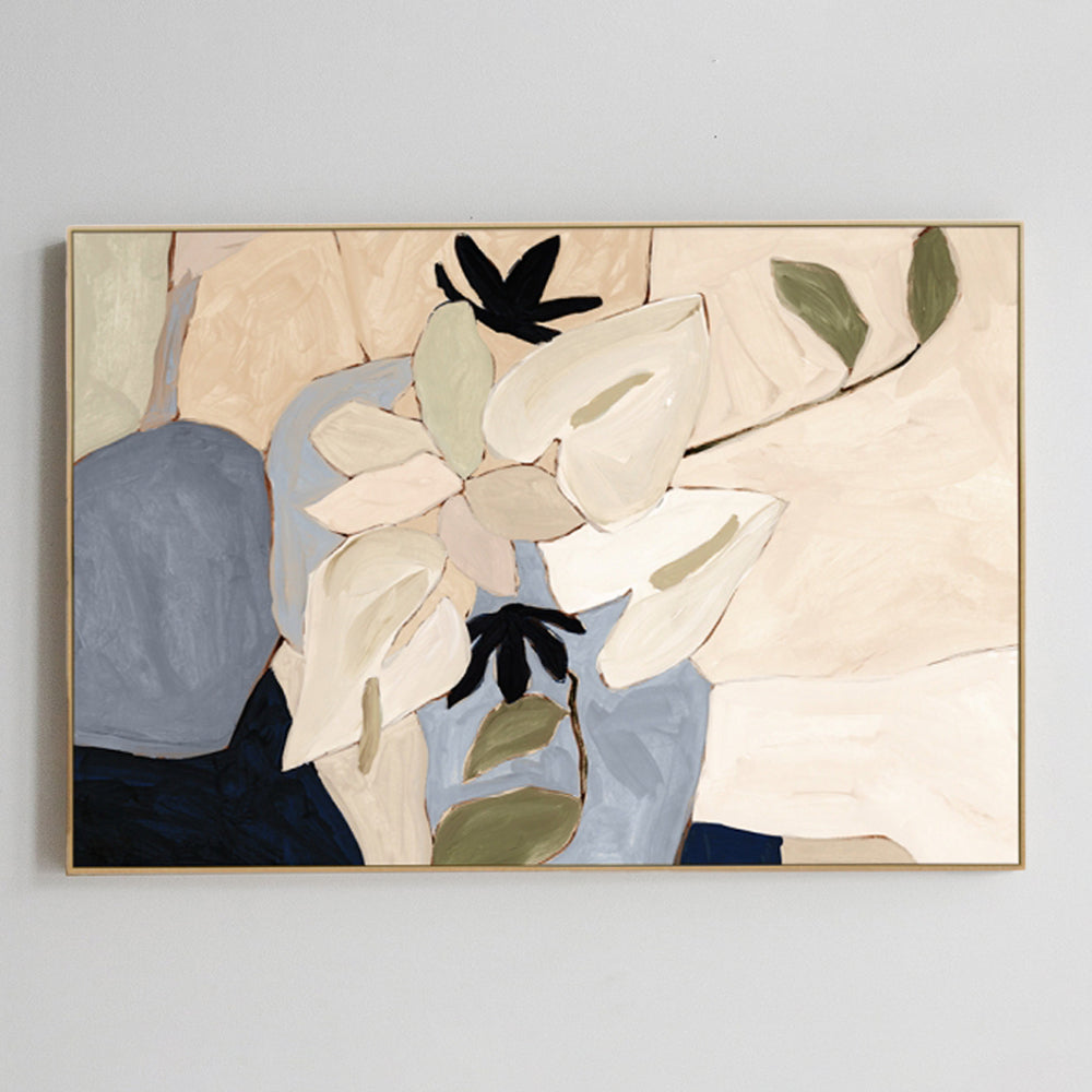 Lily Mosaic Blue Canvas