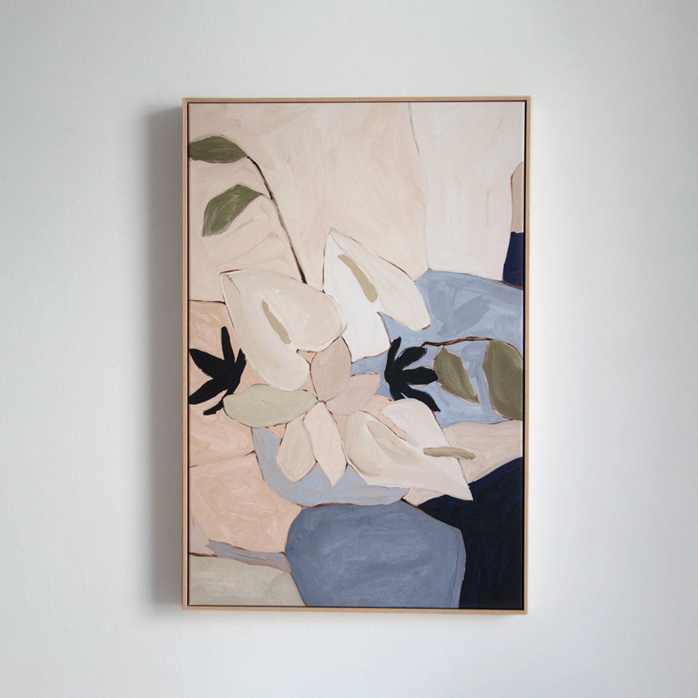 Lily Mosaic Blue Canvas