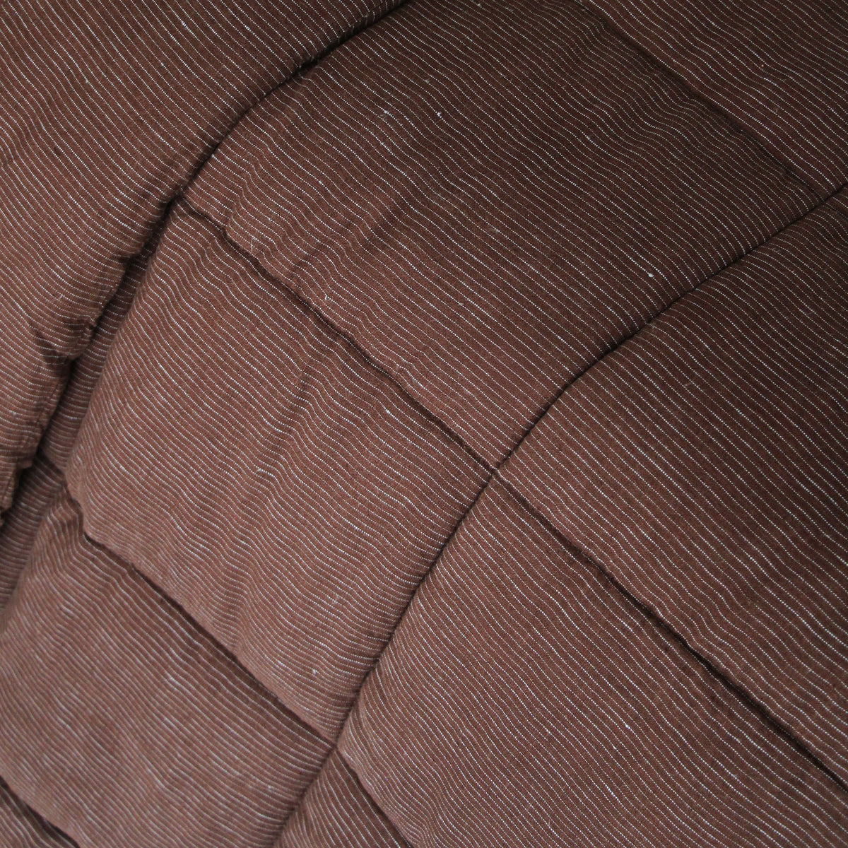 Linen Quilted Bedcover - Chocolate/Blue Stripe