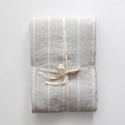 Linen Table Cloth - Oatmeal Stripe