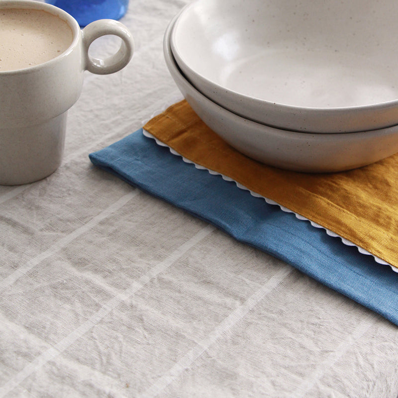 Linen Table Cloth - Oatmeal Stripe