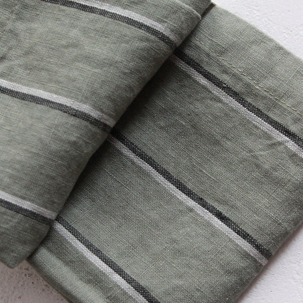 A&C Linen Tea Towel - Rosemary Dual Stripe