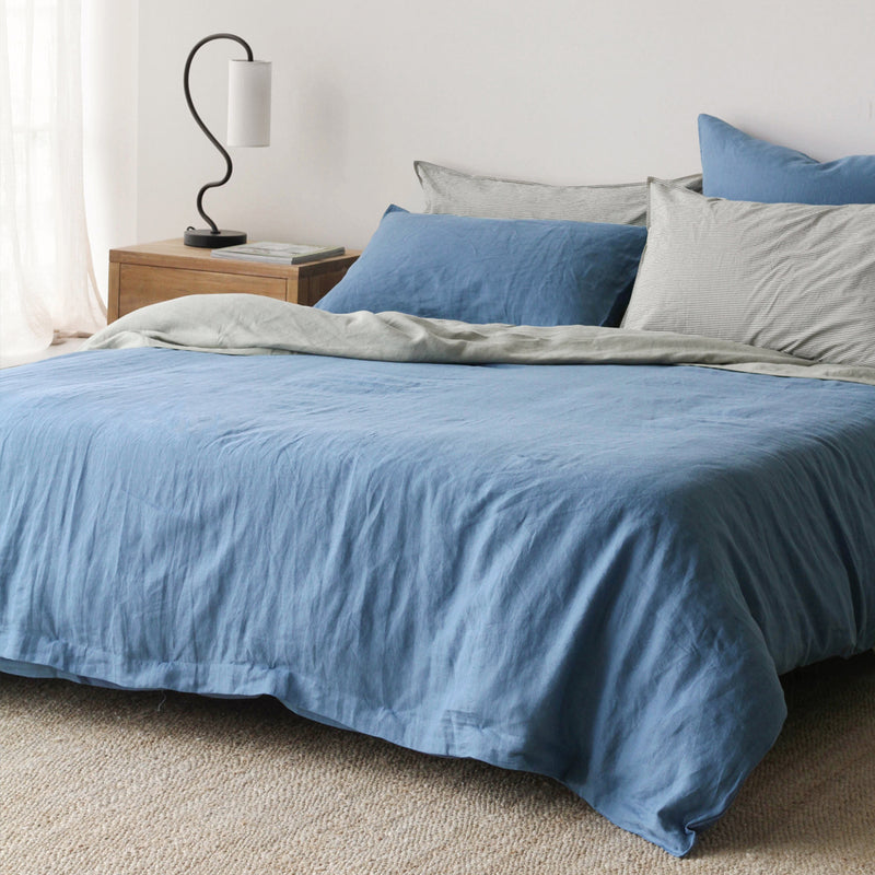 A&C Flax Linen Duvet Cover - Marine
