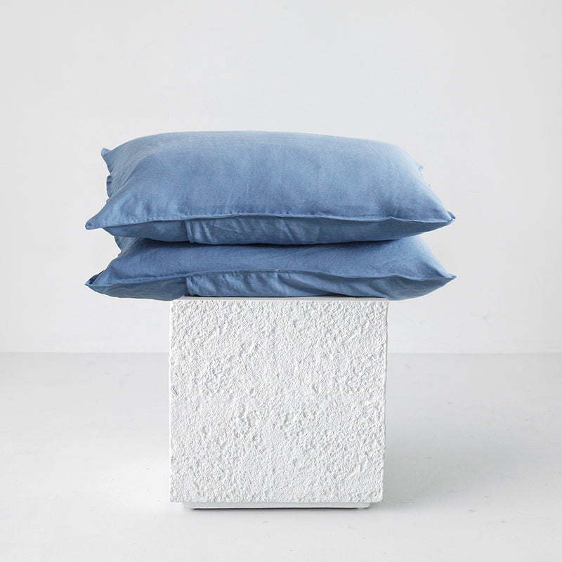 A&C Flax Linen Pillowcases - Marine