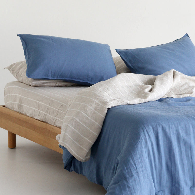 A&C Flax Linen Pillowcases - Marine