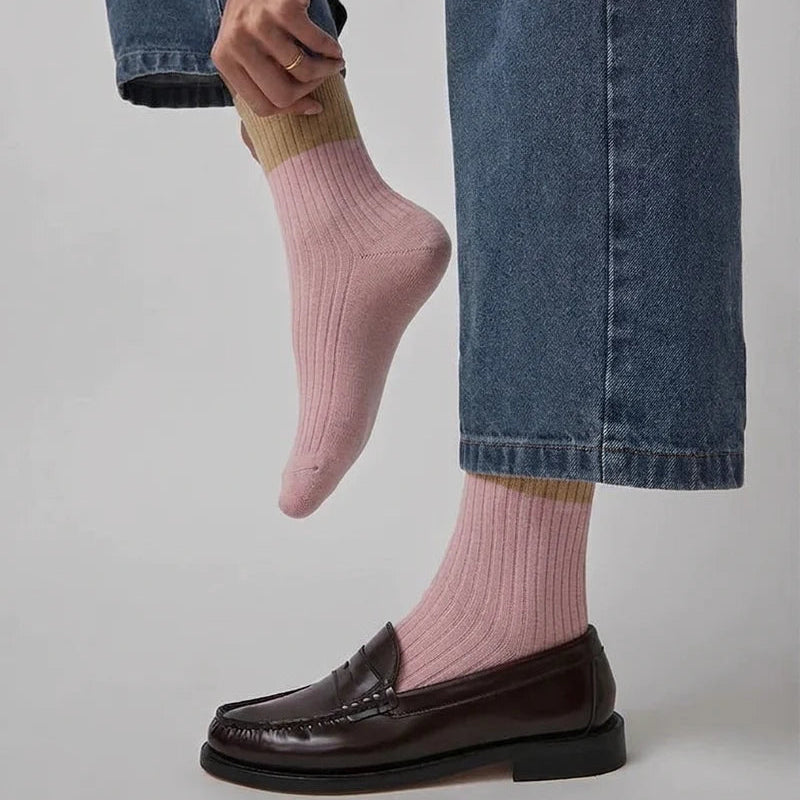 Dunedin Possum Merino Wool Socks - Rosewater & Beige