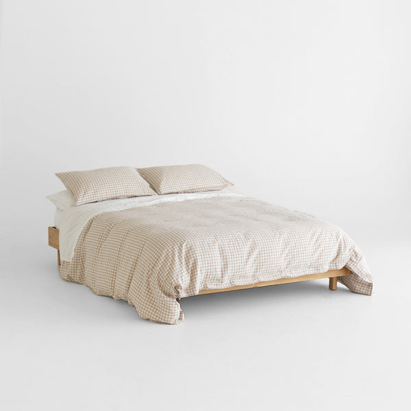 A&C Flax Linen Duvet Cover - Natural Small Gingham