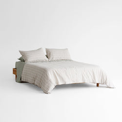 A&C Flax Linen Duvet - Oatmeal Stripe