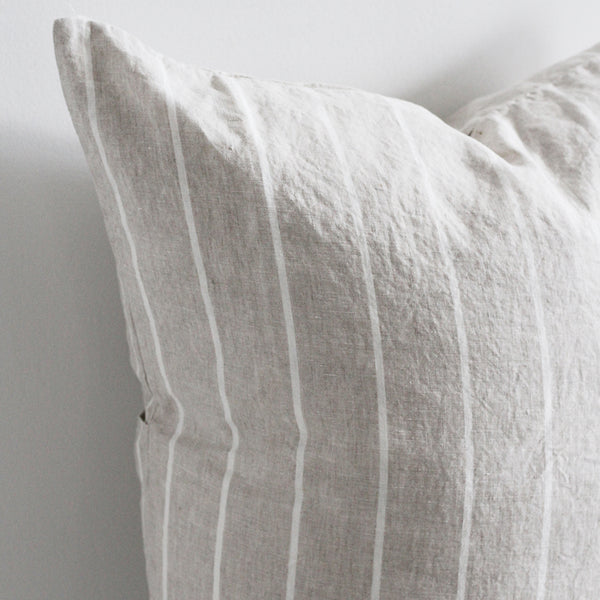 A&C Flax Linen Euro Pillowcase - Oatmeal Stripe