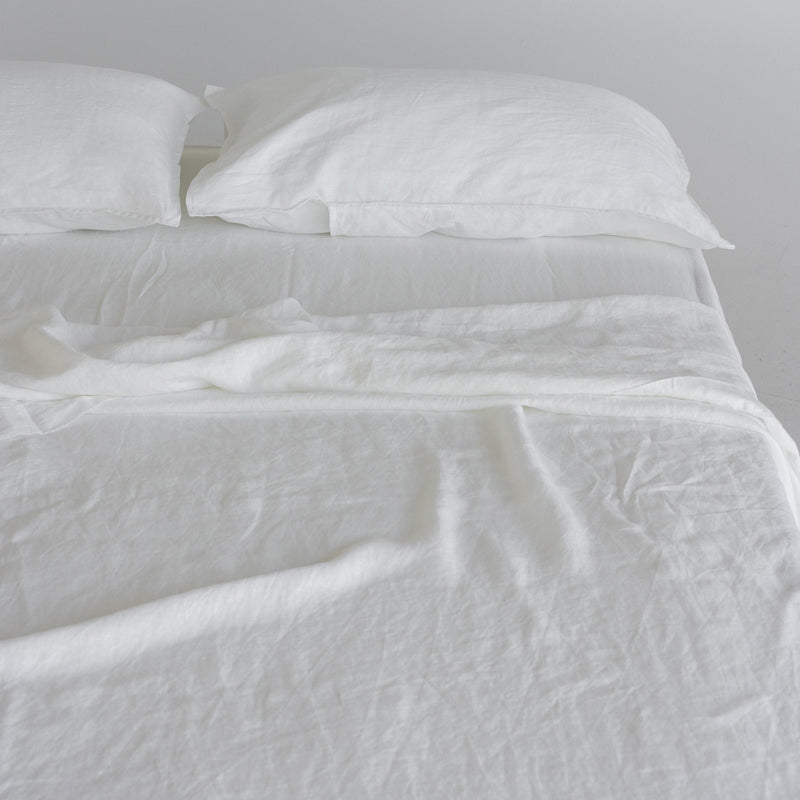 A&C Linen Fitted Sheet - White