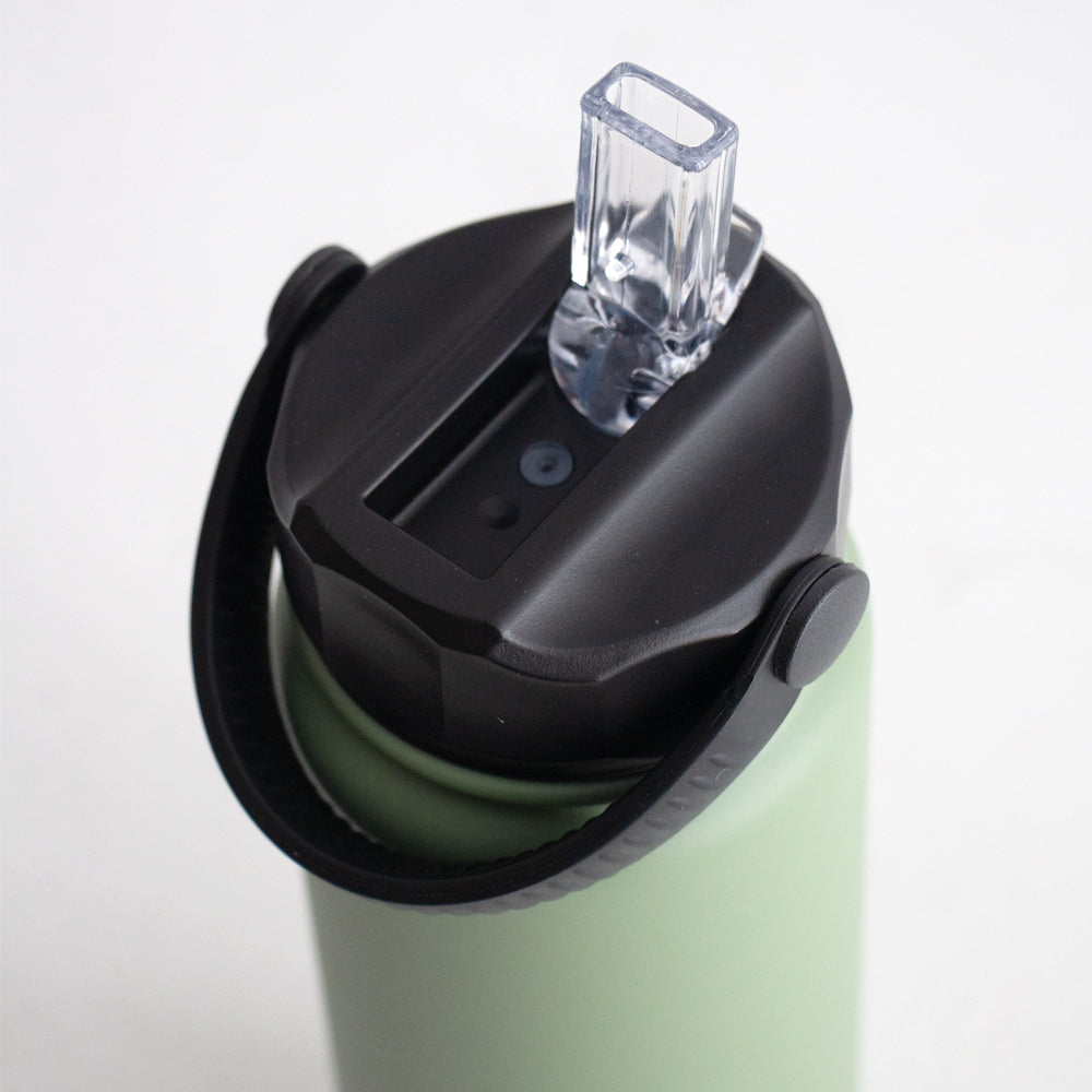 Insulated Drink Bottle with straw - Eucalypt Green, 750ml