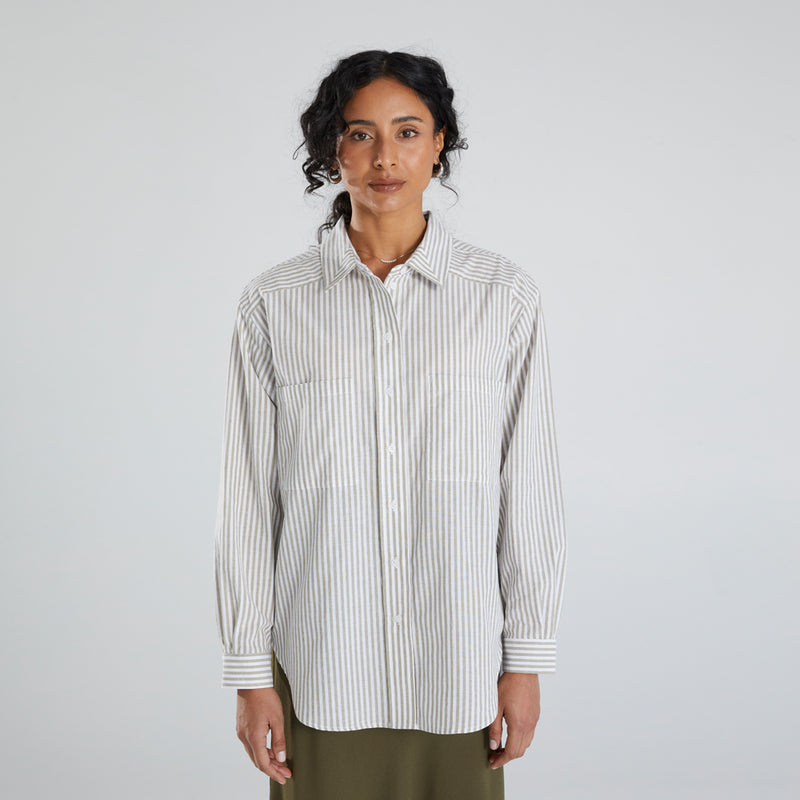 Phoebe Stripe Shirt - Sage