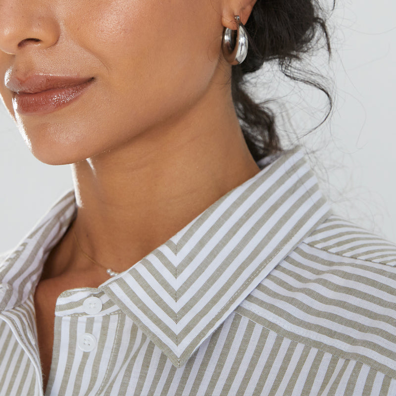 Phoebe Stripe Shirt - Sage