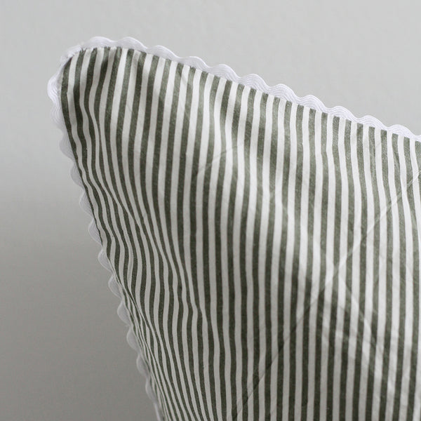 Wavy Euro Pillowcase - Pine Mini Stripe