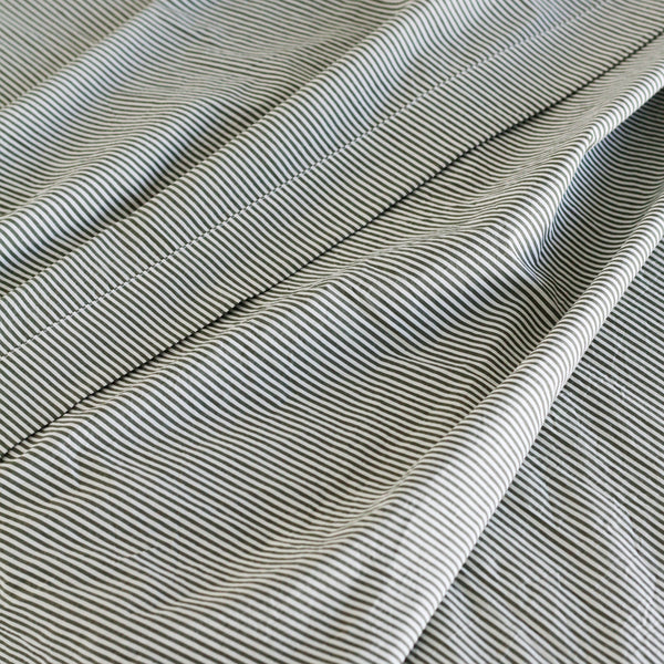 A&C Stonewash Cotton Flat Sheet- Pine Mini Stripe