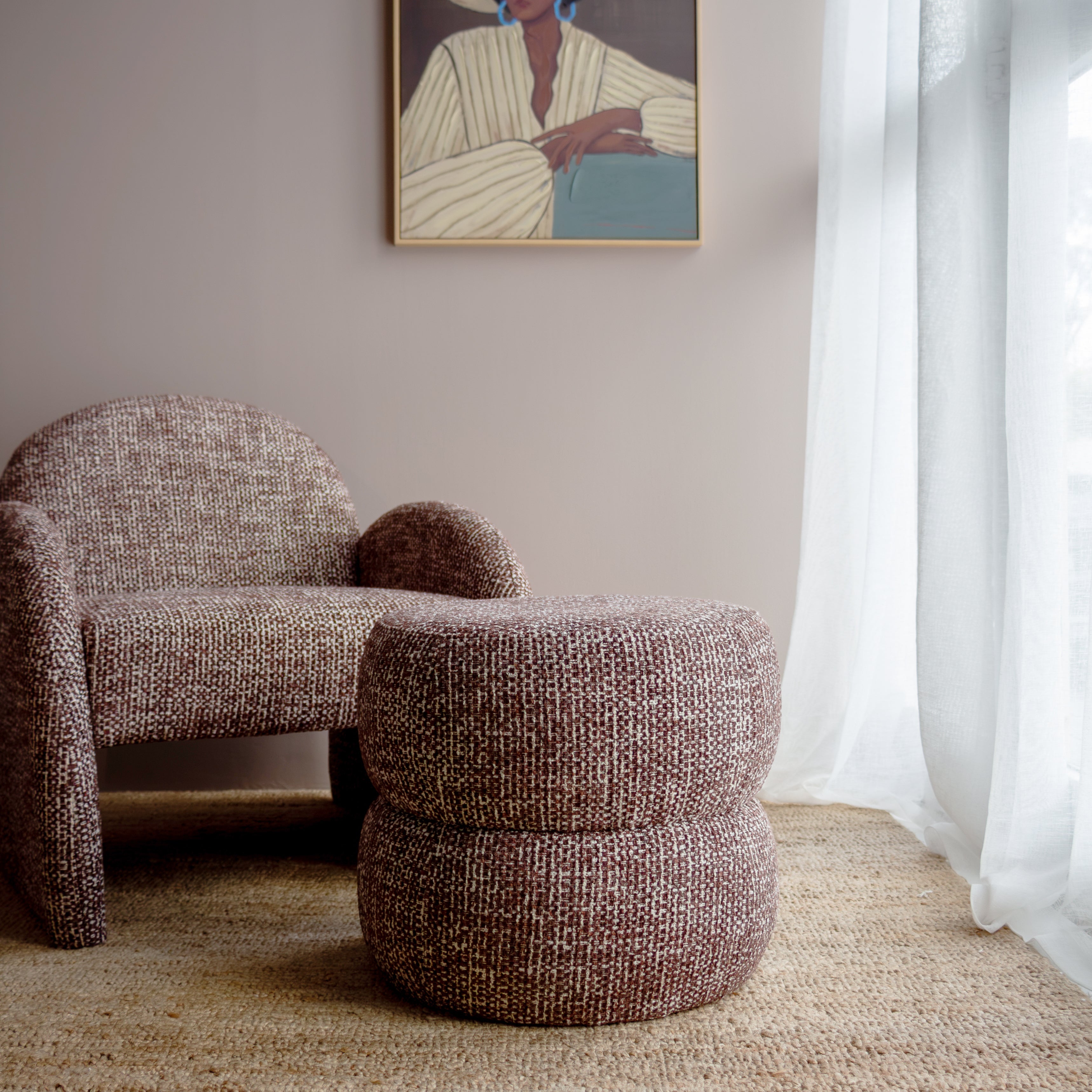 Piper Ottoman  - Coco/White Speckle