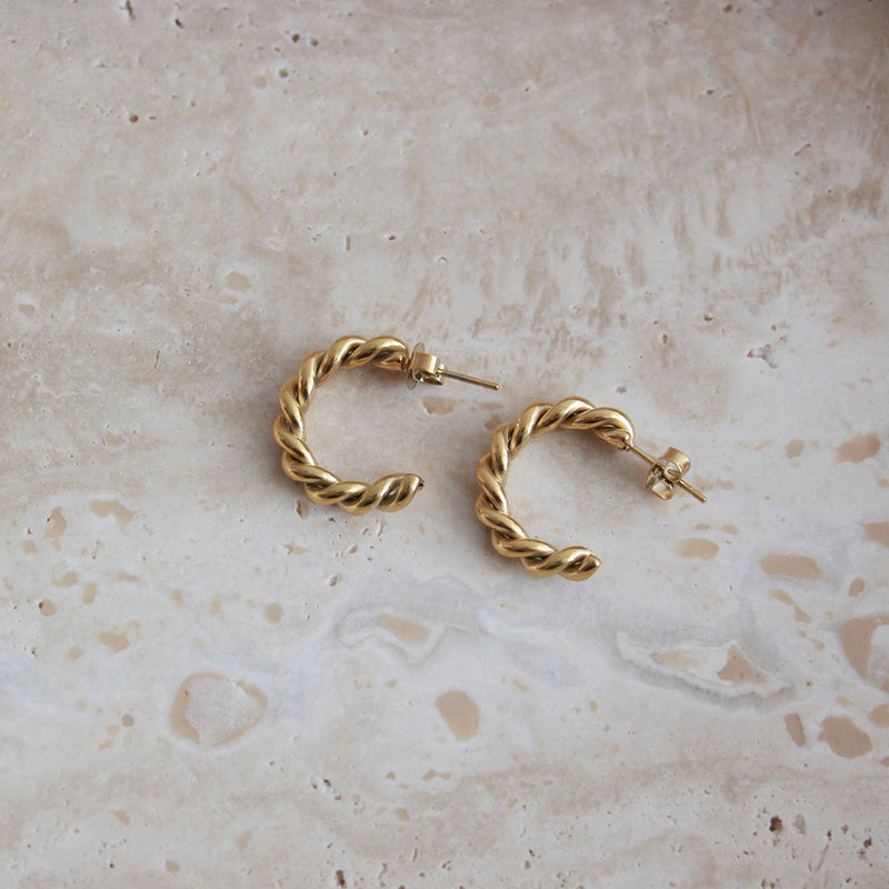 Plaited Hoop Earrings - Gold