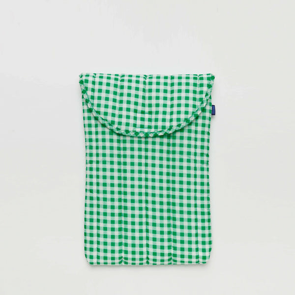 Puffy Laptop Case 16"- Green Gingham