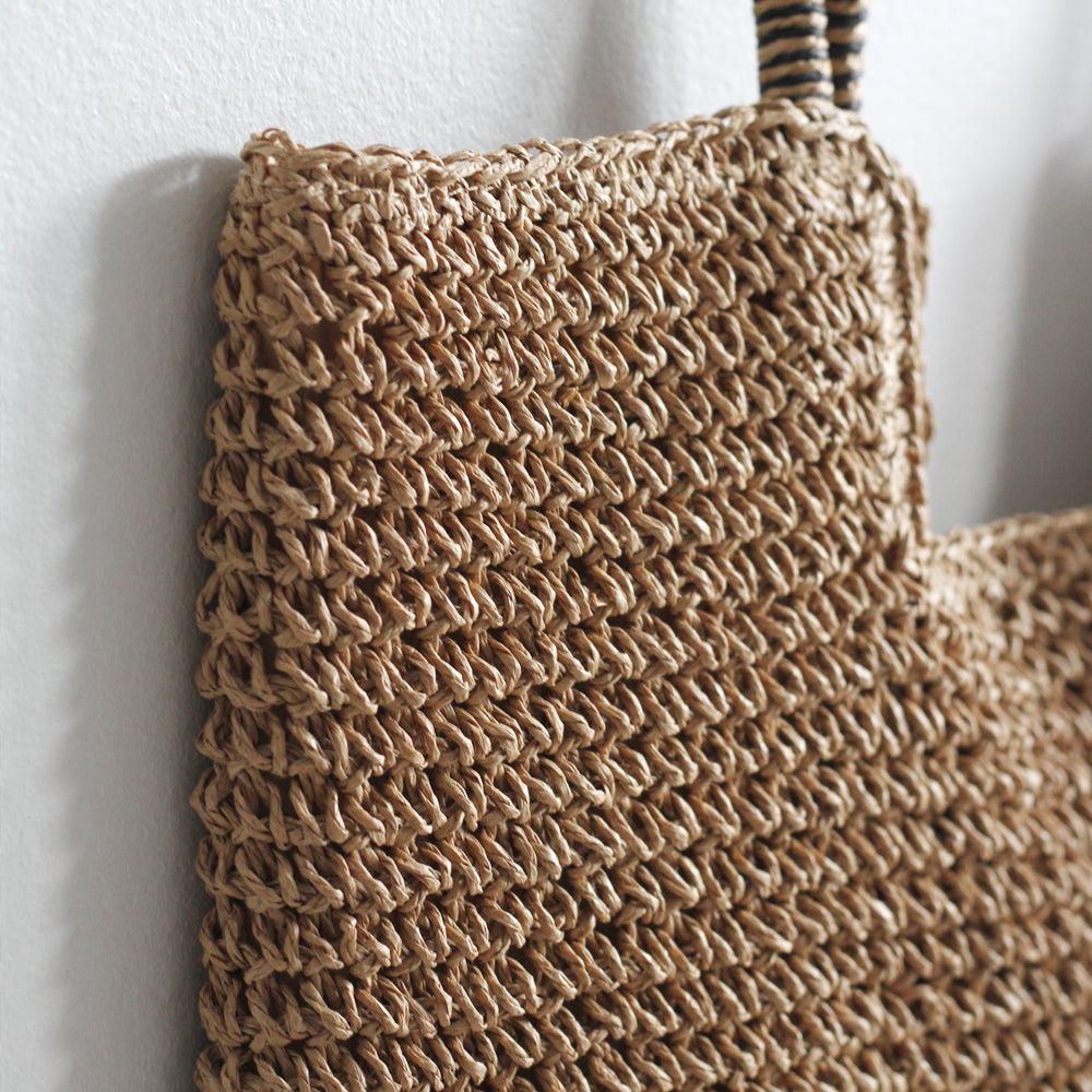 Raffia Tote Bag - Brown