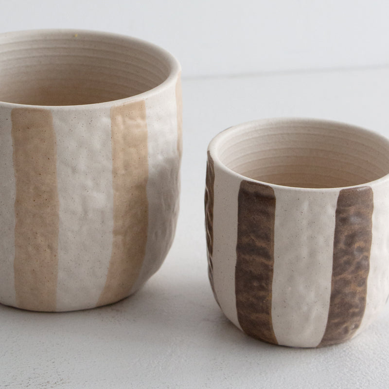 Rayas Ceramic Pot - Taupe, medium