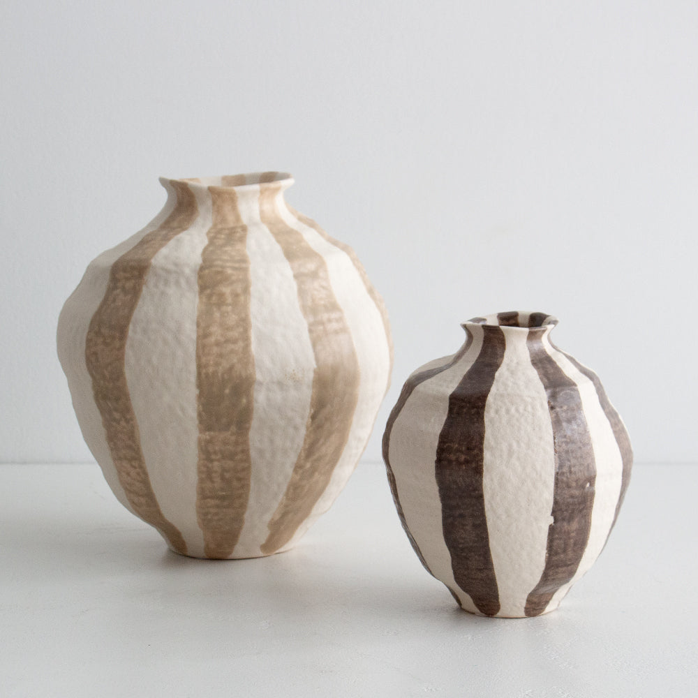 Rayas Ceramic Vase - Taupe