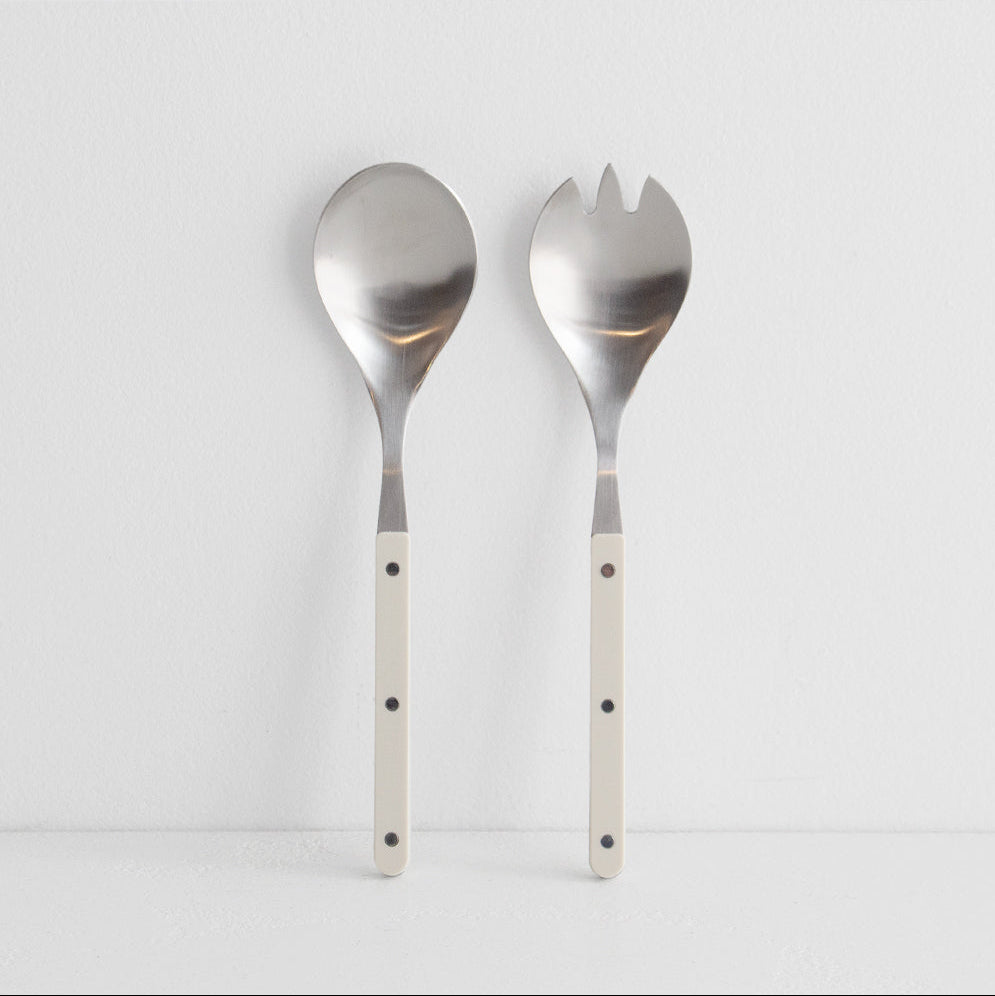 Remy Steel Salad Servers - Ivory