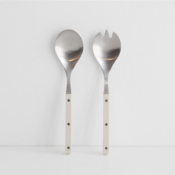 Remy Steel Salad Servers - Ivory