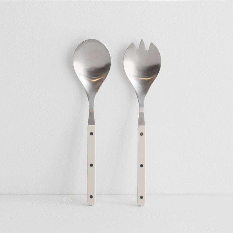 Remy Steel Salad Servers - Ivory