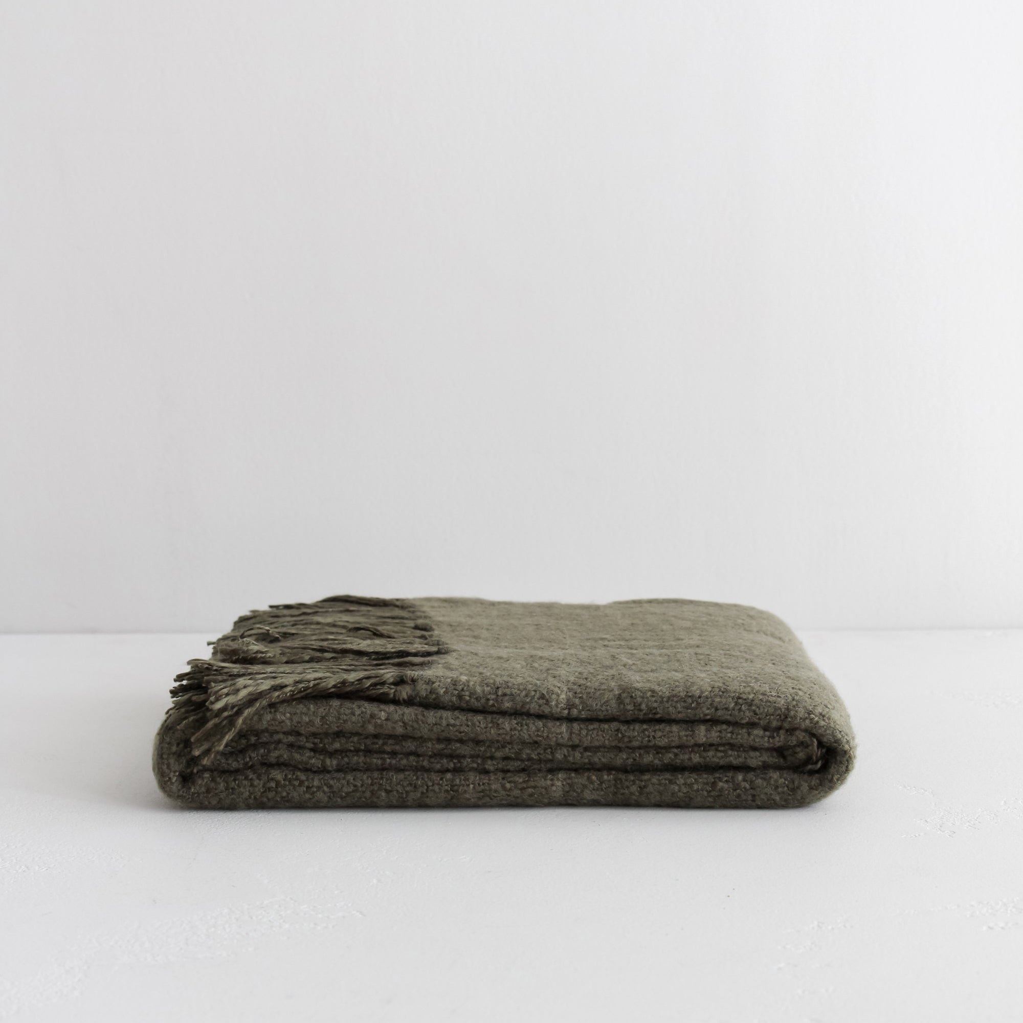 Richmond Wool Blend Throw - Dark Olive