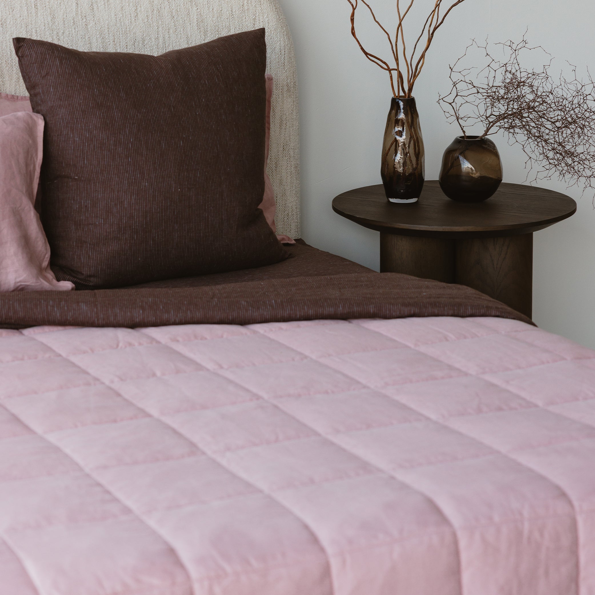 Linen Quilted Bedcover - Rosa