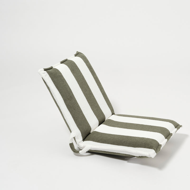 Terry Travel Lounger - Olive Stripe