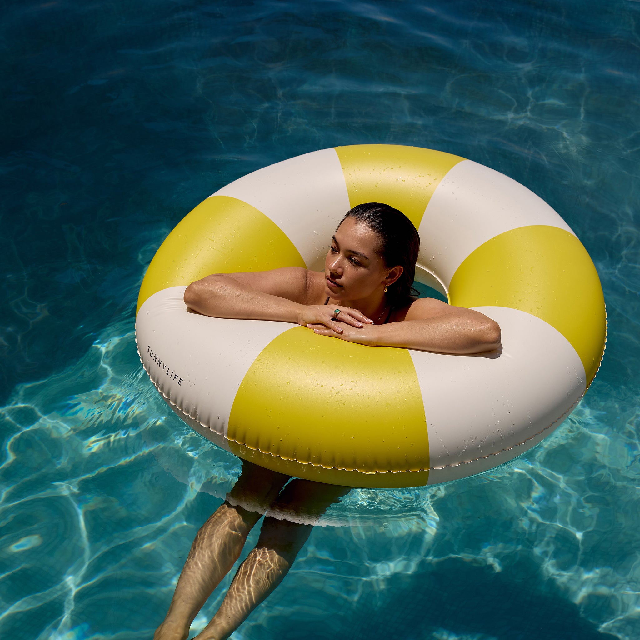 Tube Pool Ring Sunshine - Yellow Stripe
