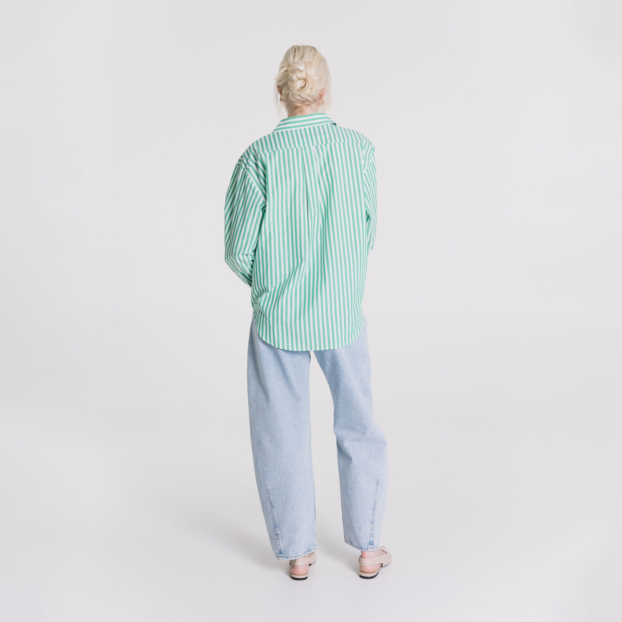 Boyfriend Shirt - Jewel Green Stripe