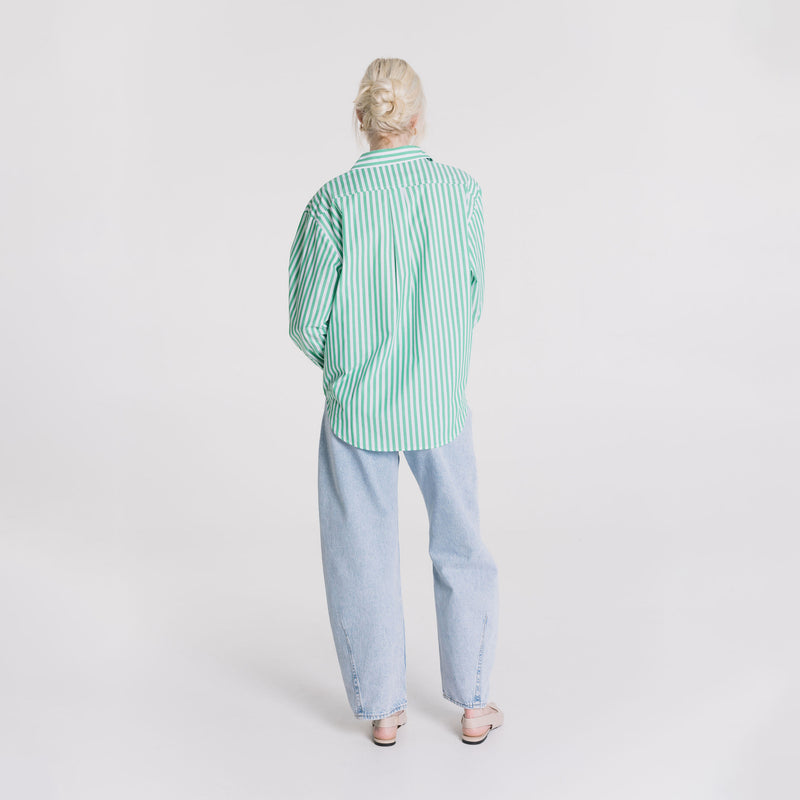 Boyfriend Shirt - Jewel Green Stripe