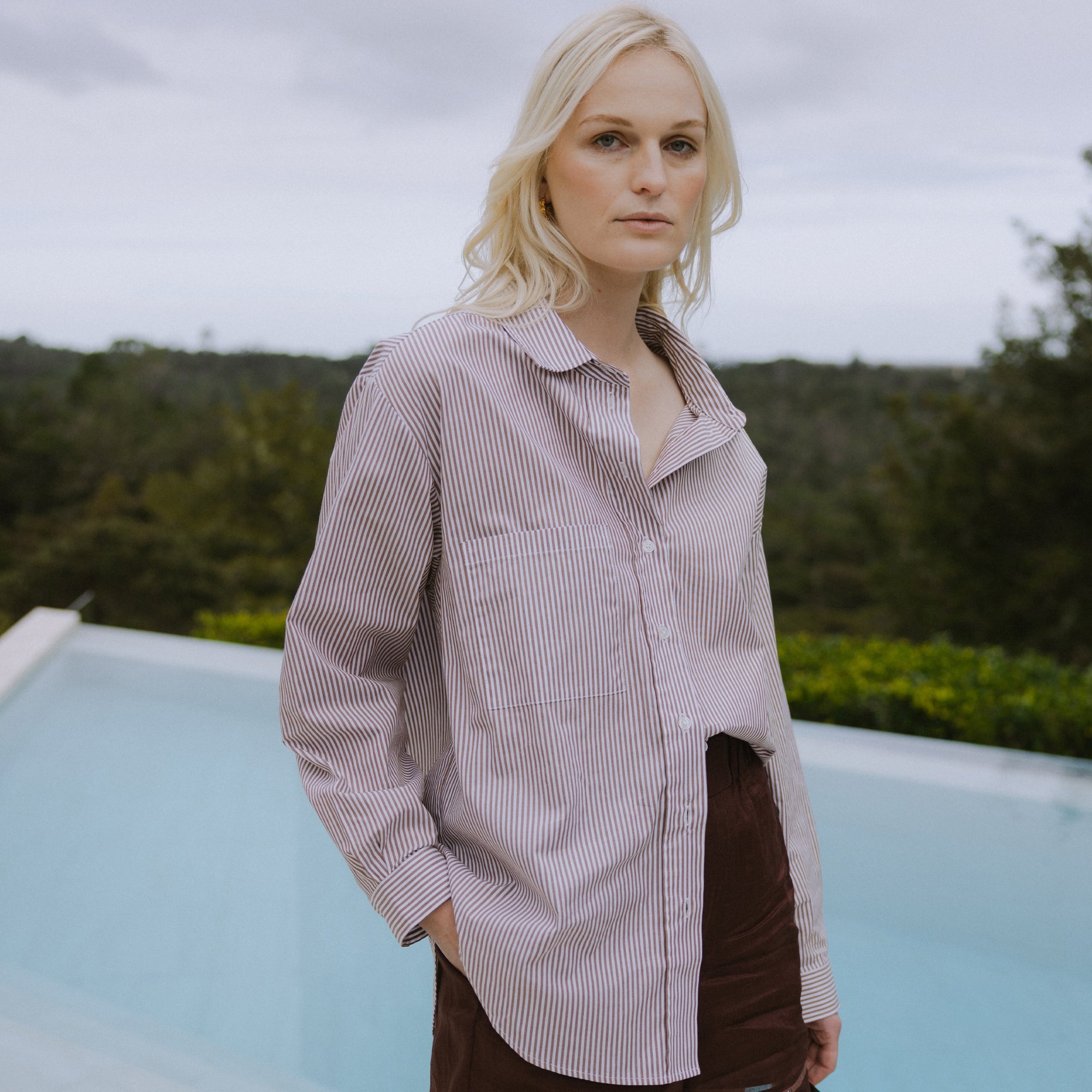 Boyfriend Shirt - Cocoa Stripe