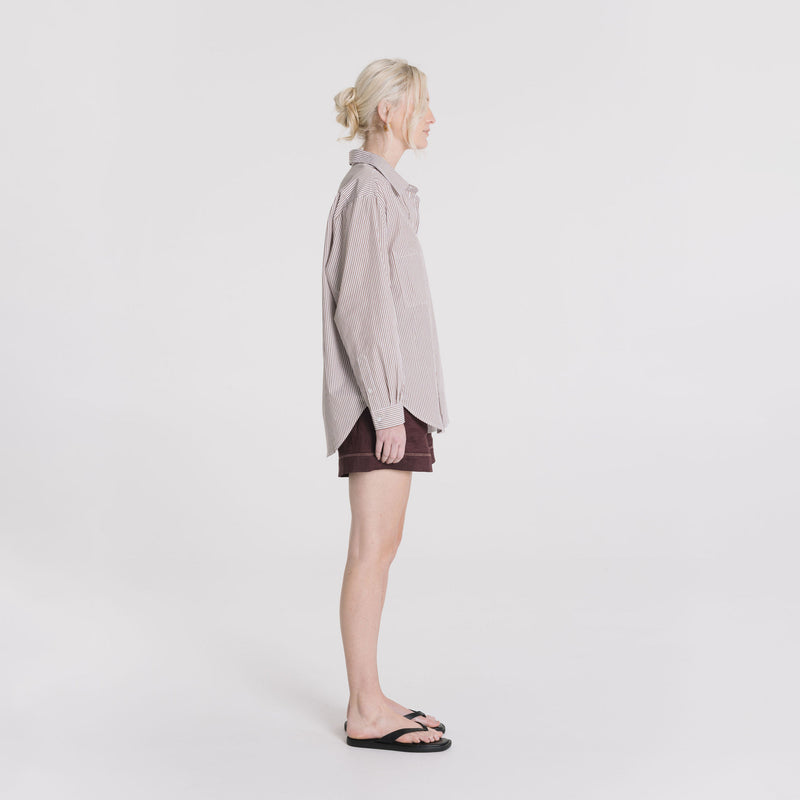 Boyfriend Shirt - Cocoa Stripe