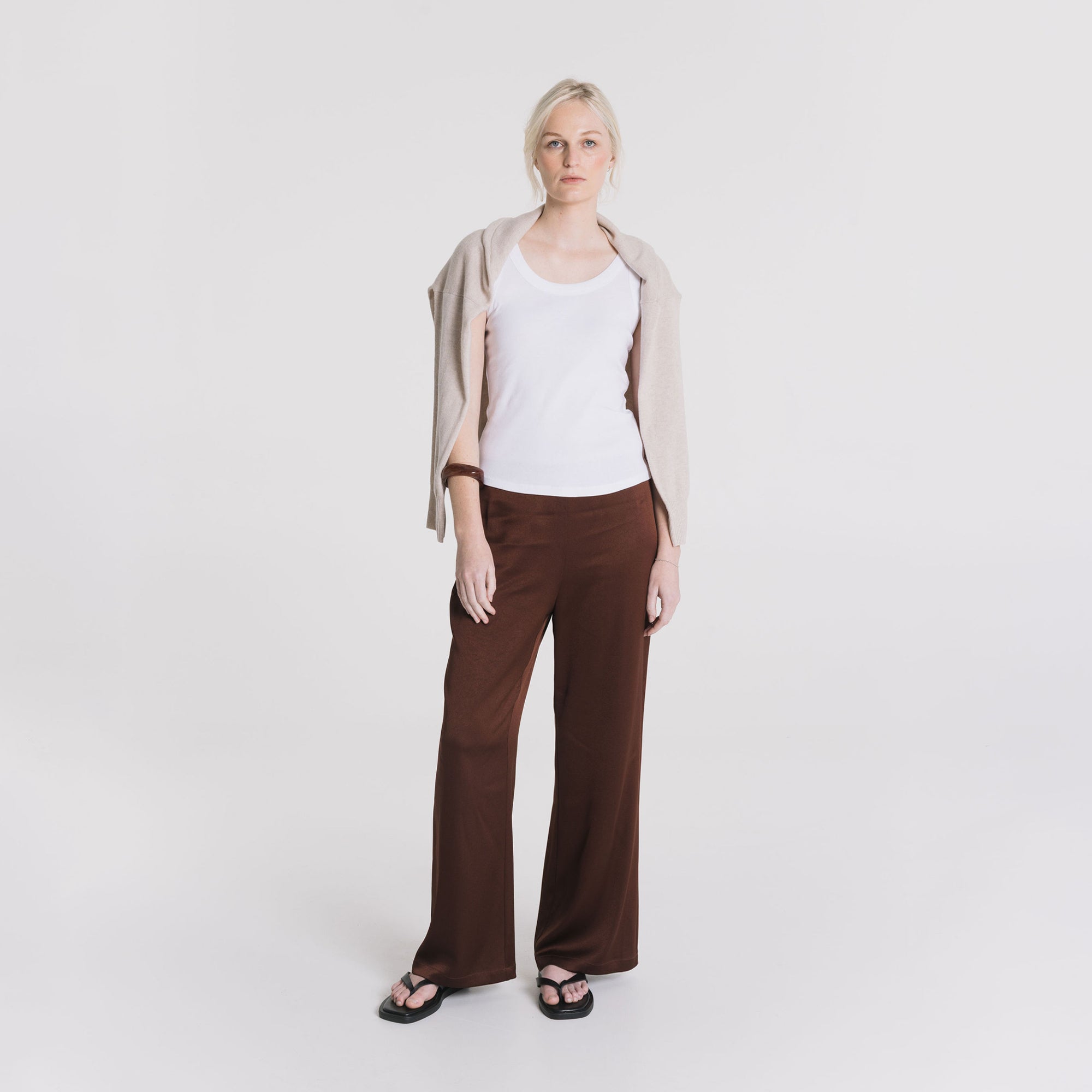Hannah Satin Pant - Pecan