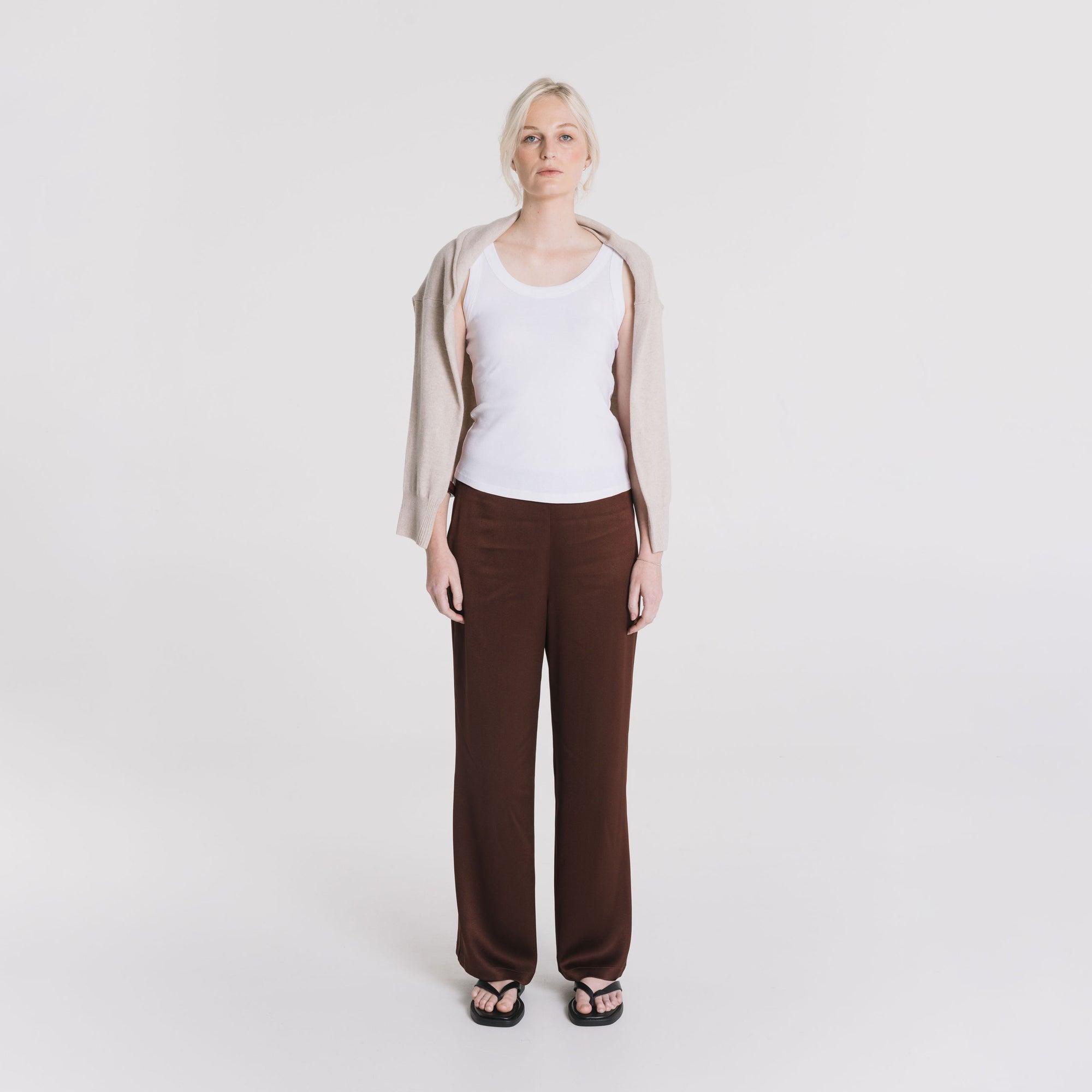 Hannah Satin Pant - Pecan